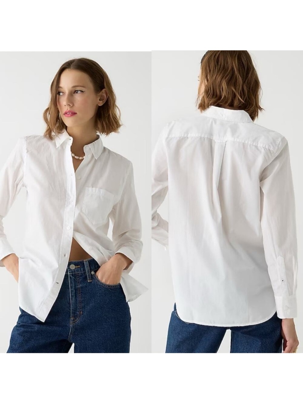 J Crew NWT Women’s classic-fit washed cotton poplin shirt Style AW708 Size 12